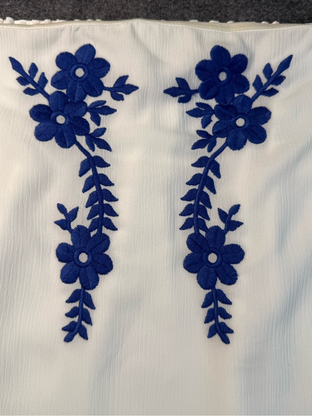 Lulus Crysta White Blue Floral Embroidered Off-Shoulder Mini Dress S NWT Boho - Picture 8 of 15